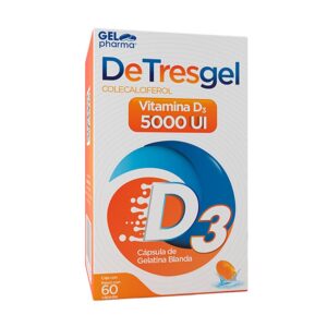 DeTresgel Vitamin D3 Cholecalciferol 5000 IU 60 capsules