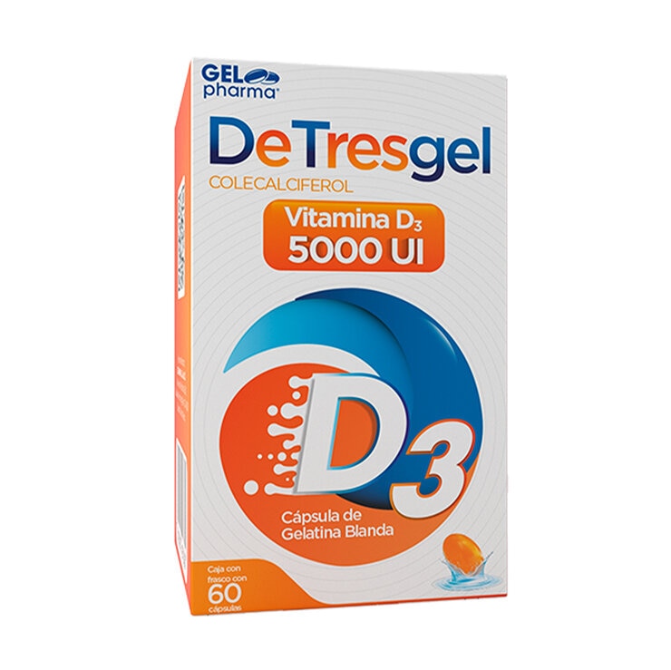 DeTresgel Vitamin D3 Cholecalciferol 5000 IU 60 capsules 1 DeTresgel Vitamin D3 Cholecalciferol 5000 IU 60 capsules