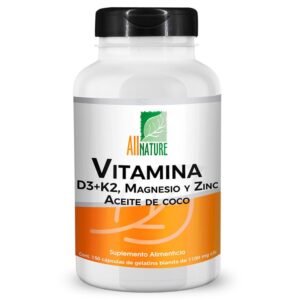 All Nature Vitamin D3+k2 Magnesium Zinc and Coconut Oil 150 capsules