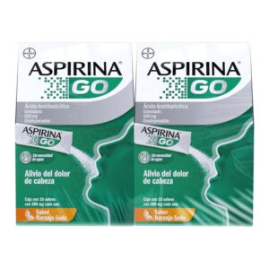 Go Aspirin Orange Flavor 2 Boxes with 10 Sachets each