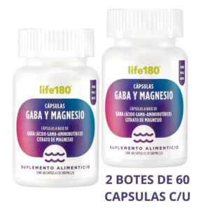 Life 180 GABA + Magnesium Citrate 2 Bottles of 60 Capsules each