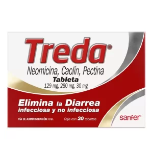 Treda Neomycin 129mg Kaolin 280mg and Pectin 30mg 2 Boxes of 20 Tablets each