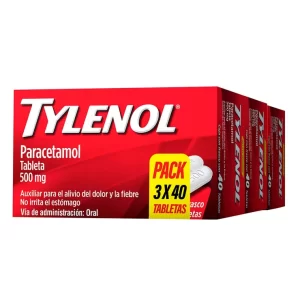 Tylenol Paracetamol 3 Boxes with 40 Tablets of 500mg each
