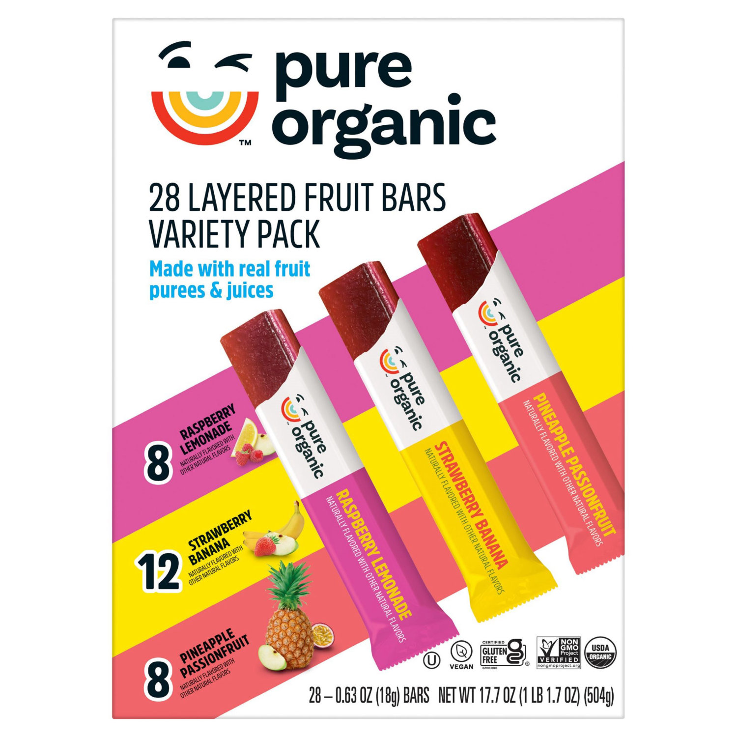 Pure Organic Layered Fruit Bars, Variety Pack, 0.63 oz, 28-count 1 Pure Organic Layered Fruit Bars, Variety Pack, 0.63 oz, 28-count