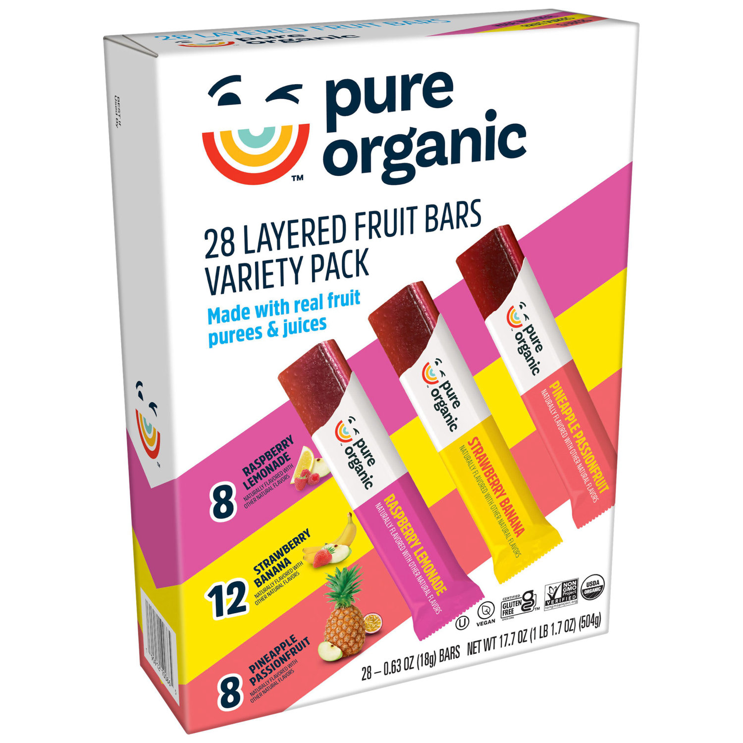 Pure Organic Layered Fruit Bars, Variety Pack, 0.63 oz, 28-count 2 Pure Organic Layered Fruit Bars, Variety Pack, 0.63 oz, 28-count - Image 2