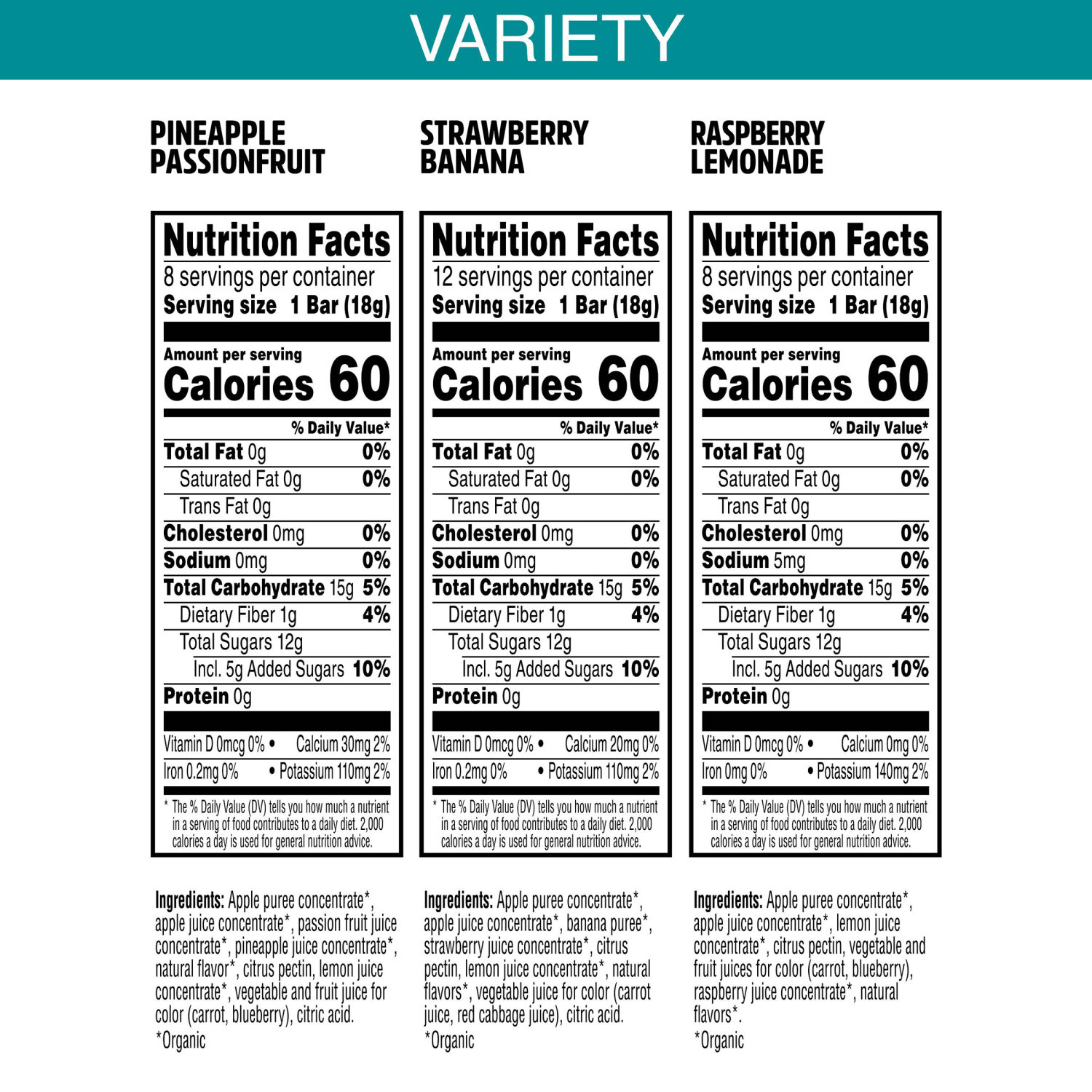 Pure Organic Layered Fruit Bars, Variety Pack, 0.63 oz, 28-count 3 Pure Organic Layered Fruit Bars, Variety Pack, 0.63 oz, 28-count - Image 3