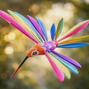 Colorful Hummingbird Alebrije — Handcrafted Copal Wood from Oaxaca