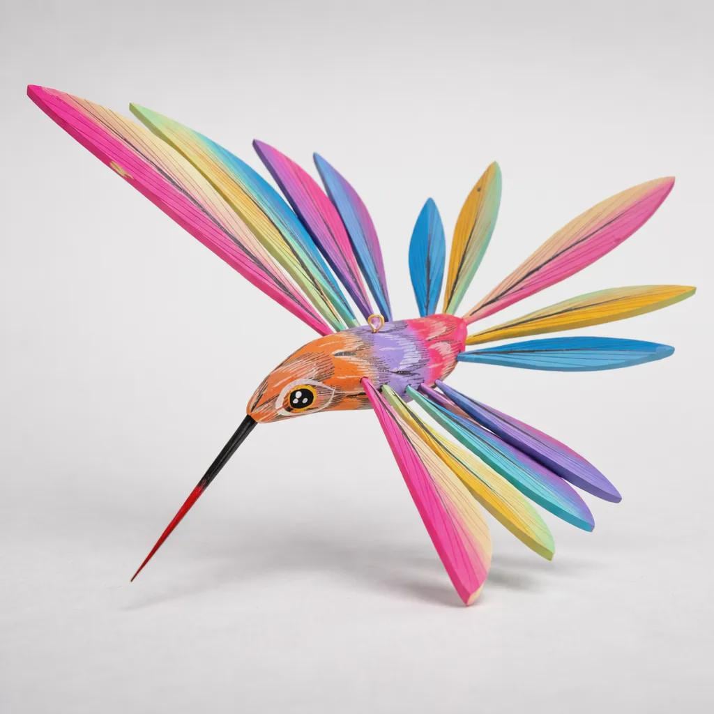 Colorful Hummingbird Alebrije — Handcrafted Copal Wood from Oaxaca 2 Colorful Hummingbird Alebrije — Handcrafted Copal Wood from Oaxaca - Image 2