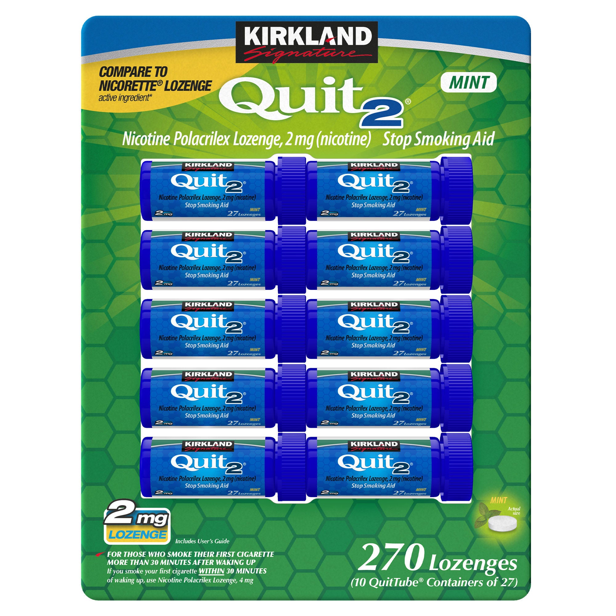 Kirkland Signature Quit, 2mg or 4mg, Mint Lozenges, 270 Pieces 1 Kirkland Signature Quit, 2mg or 4mg, Mint Lozenges, 270 Pieces