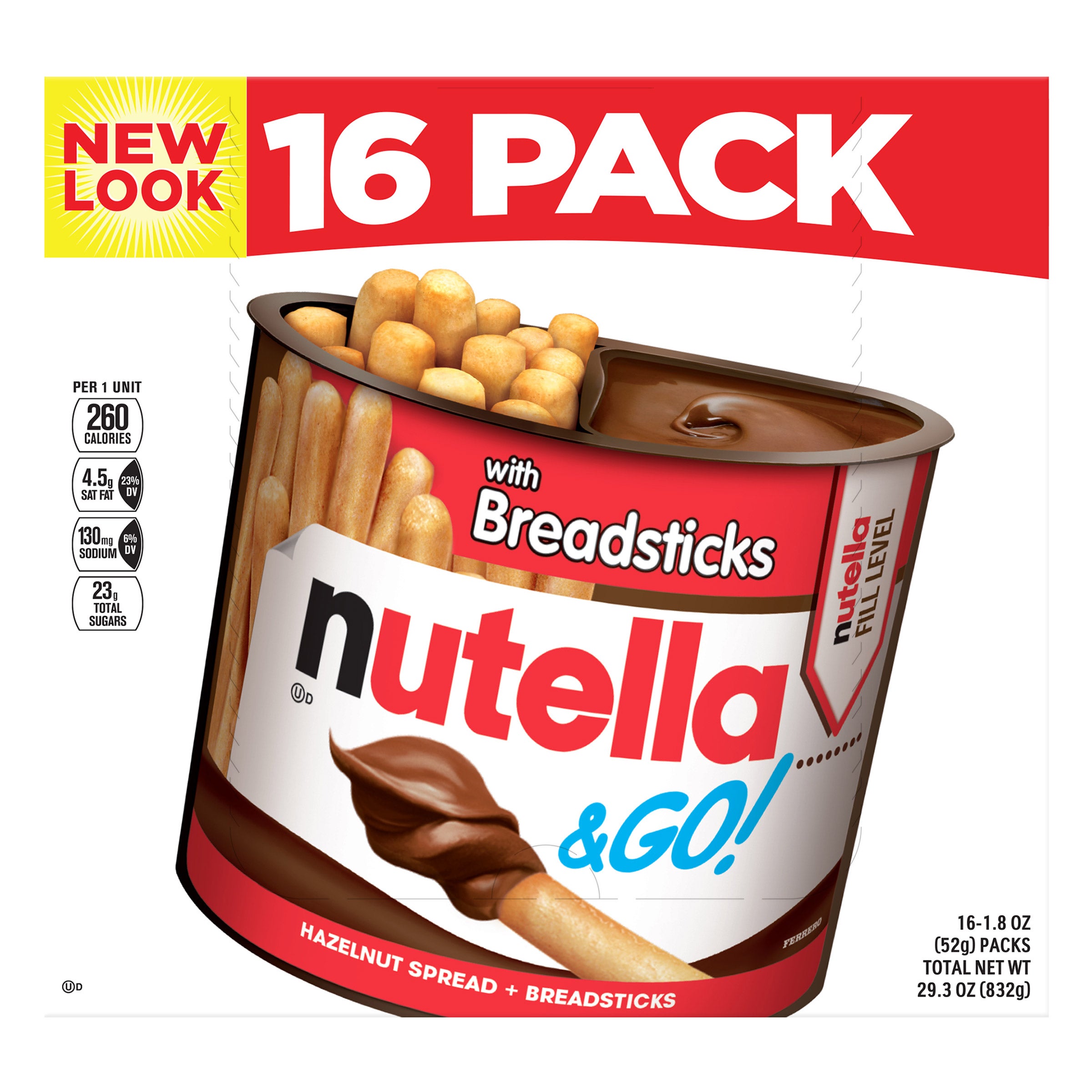 Nutella & GO! Hazelnut and Cocoa Spread With Breadsticks, 1.8 oz, 16 Pack 1 Nutella & GO! Hazelnut and Cocoa Spread With Breadsticks, 1.8 oz, 16 Pack