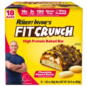 Vitamins, Supplements & Everyday Essentials 13 FITCRUNCH Protein Bars, 16g Protein, Chocolate Peanut Butter, 1.62 oz, 18-count