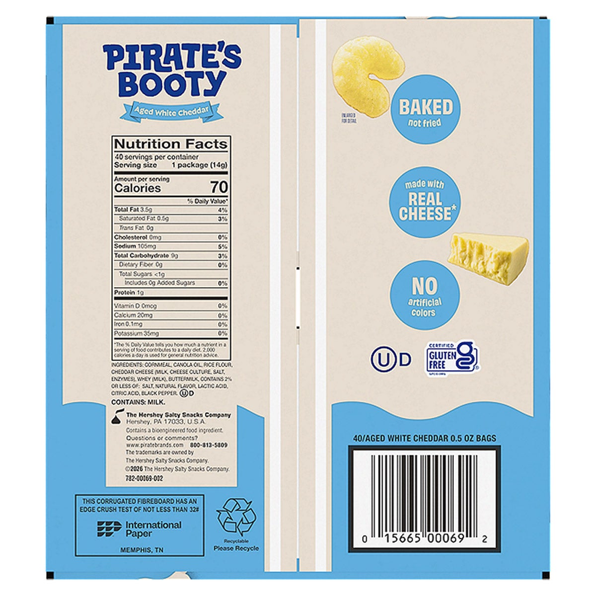 Pirate's Booty Aged White Cheddar Snack, 0.5 oz, 40-count 3 Pirate's Booty Aged White Cheddar Snack, 0.5 oz, 40-count - Image 3