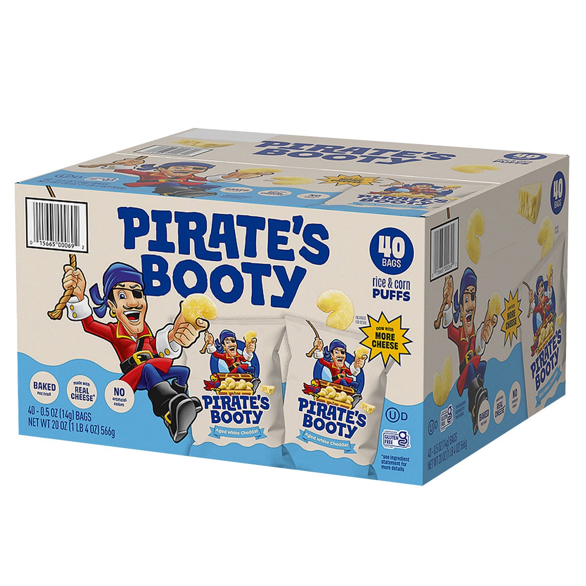 Pirate's Booty Aged White Cheddar Snack, 0.5 oz, 40-count 4 Pirate's Booty Aged White Cheddar Snack, 0.5 oz, 40-count - Image 4