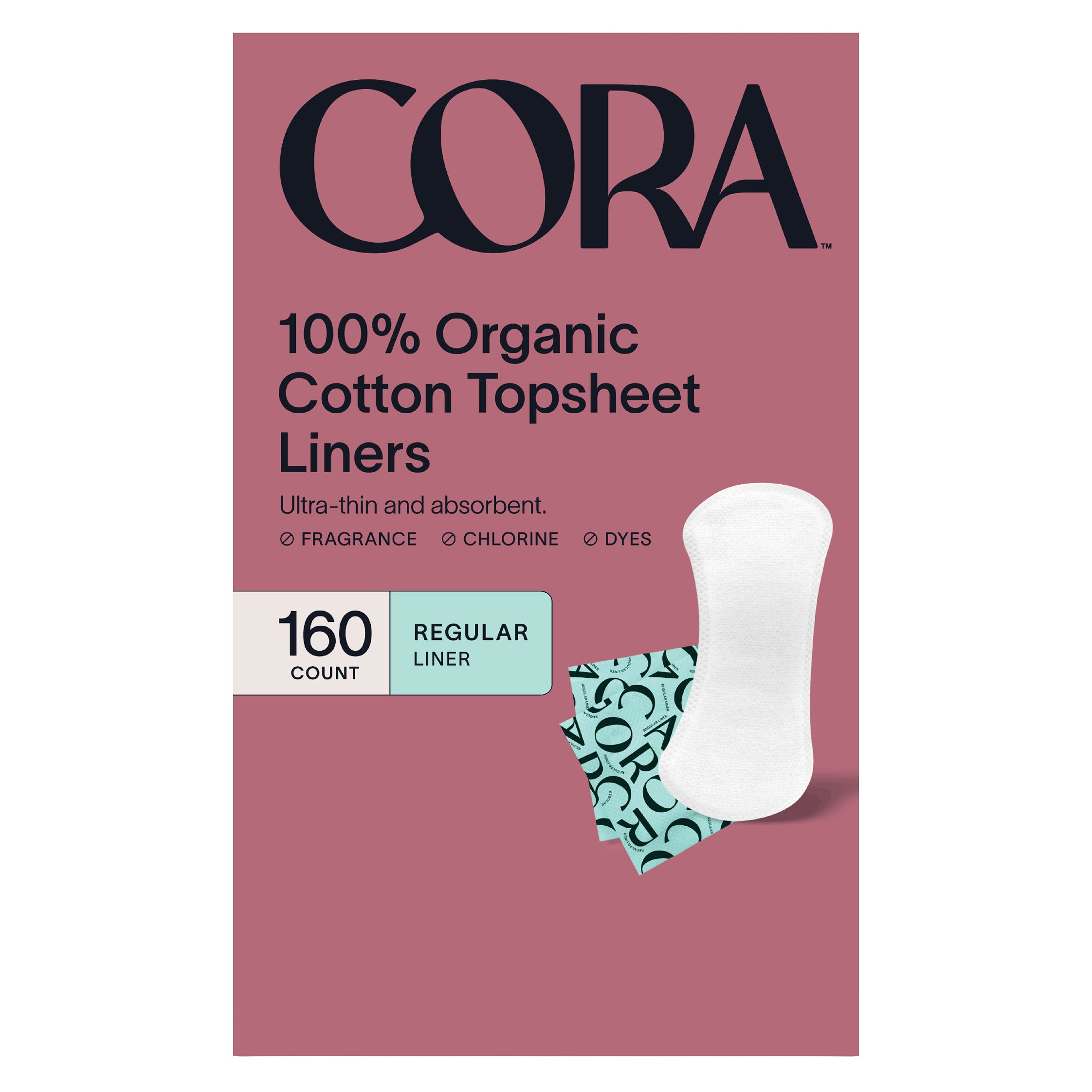 Cora 100% Organic Cotton Topsheet Liners, 160ct 1 Cora 100% Organic Cotton Topsheet Liners, 160ct