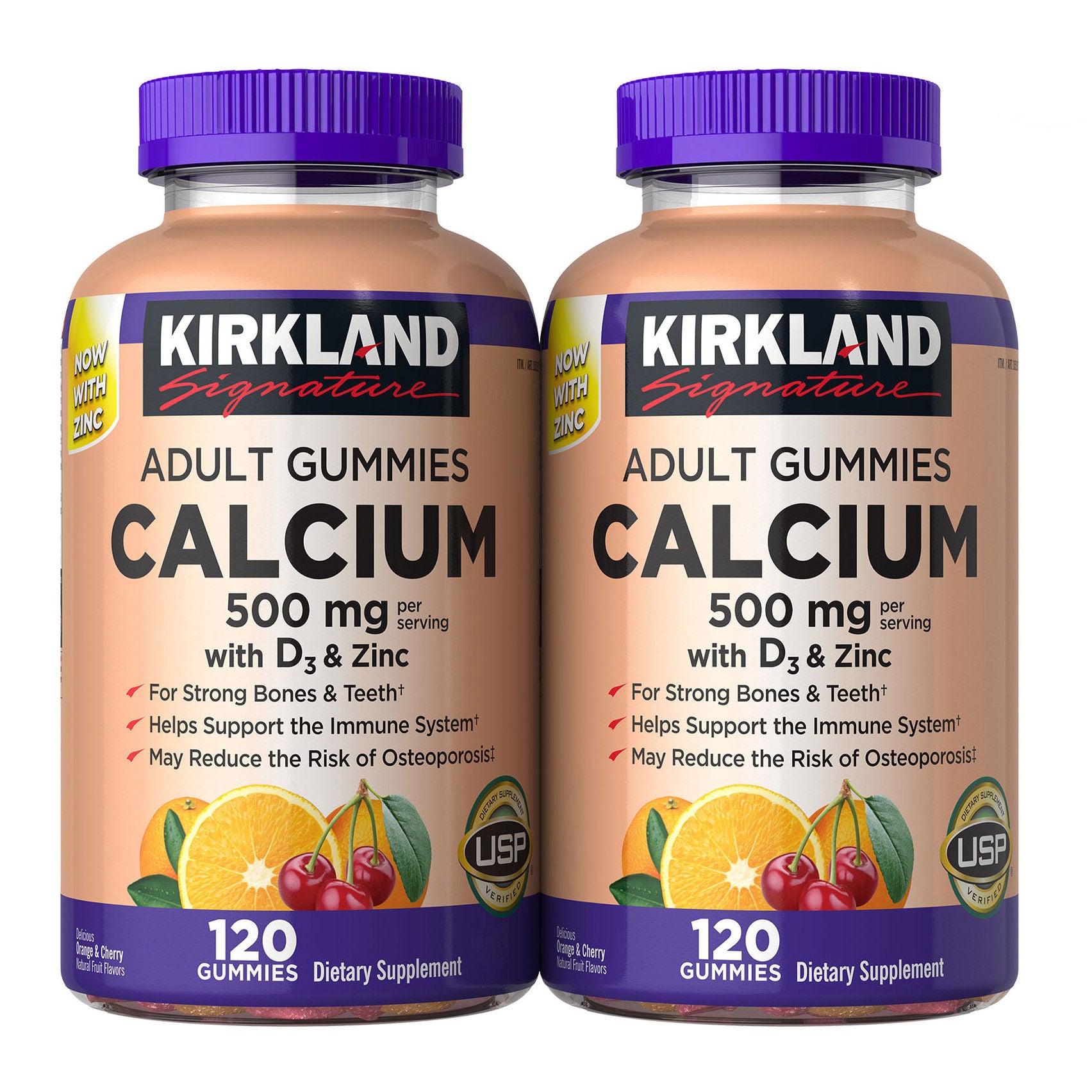 Kirkland Signature Calcium 500 mg with D3 & Zinc, 240 Adult Gummies 1 Kirkland Signature Calcium 500 mg with D3 & Zinc, 240 Adult Gummies