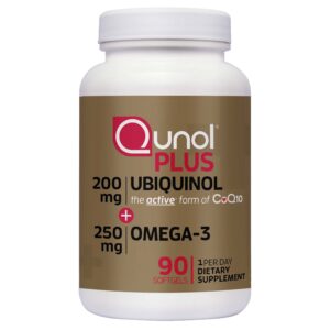 Qunol Plus CoQ10 Ubiquinol 200 mg. with Omega-3, 90 Softgels