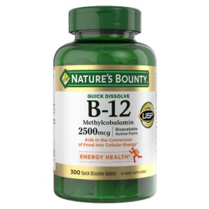 Nature's Bounty Vitamin B-12 2500 Mcg, 300 Quick Dissolve Tablets