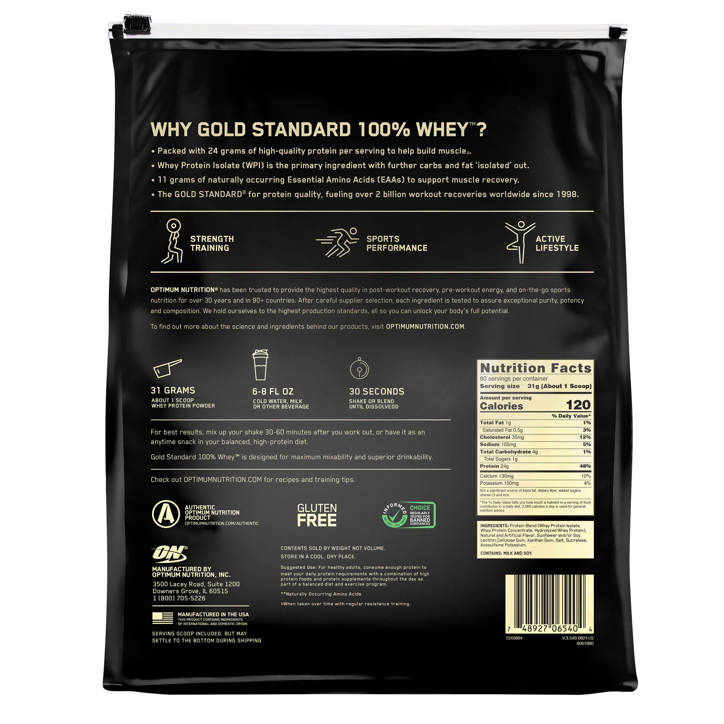 Optimum Nutrition Gold Standard 100% Whey Protein Powder, Vanilla Ice Cream, 5.47 lbs 2 Optimum Nutrition Gold Standard 100% Whey Protein Powder, Vanilla Ice Cream, 5.47 lbs - Image 2