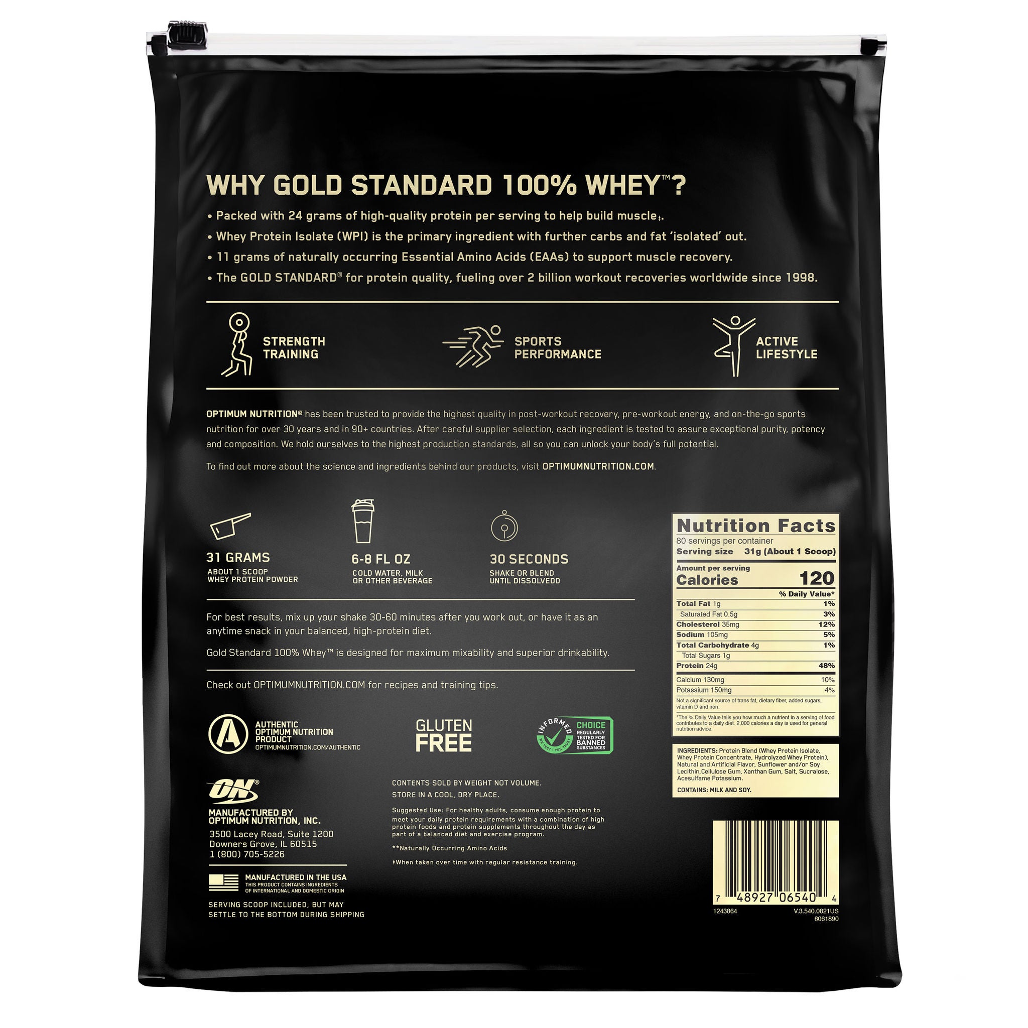 Optimum Nutrition Gold Standard 100% Whey Protein Powder, Vanilla Ice Cream, 5.47 lbs 3 Optimum Nutrition Gold Standard 100% Whey Protein Powder, Vanilla Ice Cream, 5.47 lbs - Image 3