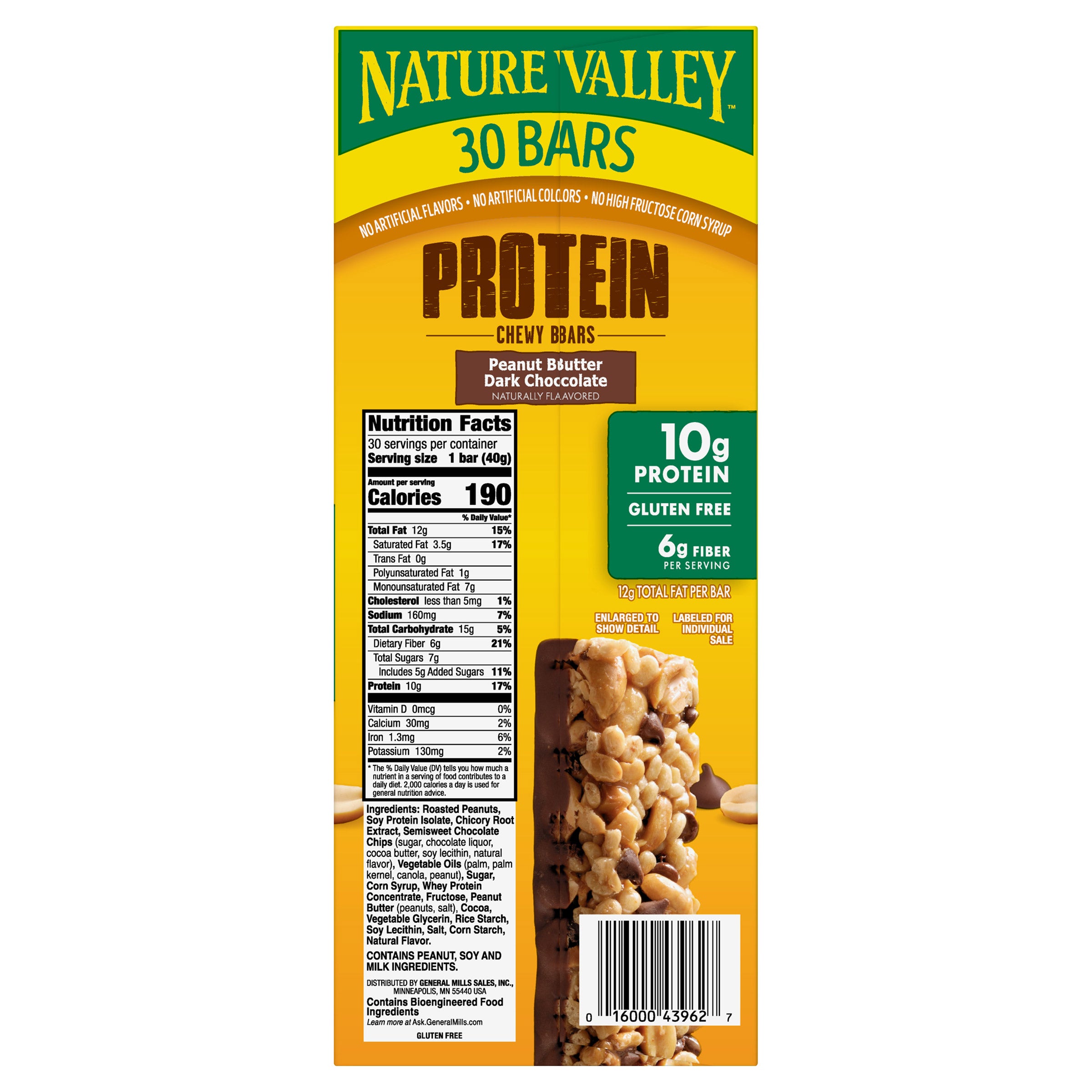 Nature Valley Protein Bar, Peanut Butter Dark Chocolate, 1.42 oz, 30-count 2 Nature Valley Protein Bar, Peanut Butter Dark Chocolate, 1.42 oz, 30-count - Image 2
