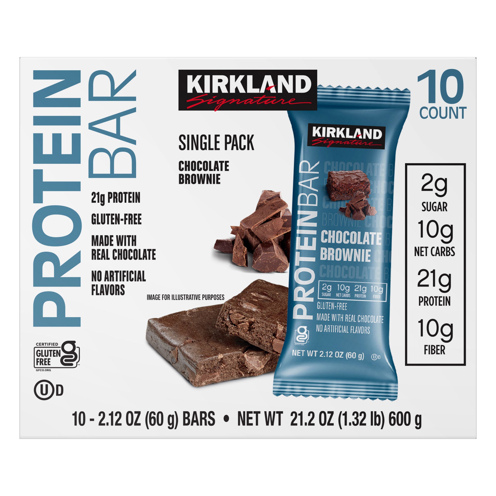 Kirkland Signature Protein Bars, Chocolate Brownie, 2.12 oz Bars, 40-Count (4 Pack of 10) 3 Kirkland Signature Protein Bars, Chocolate Brownie, 2.12 oz Bars, 40-Count (4 Pack of 10) - Image 3