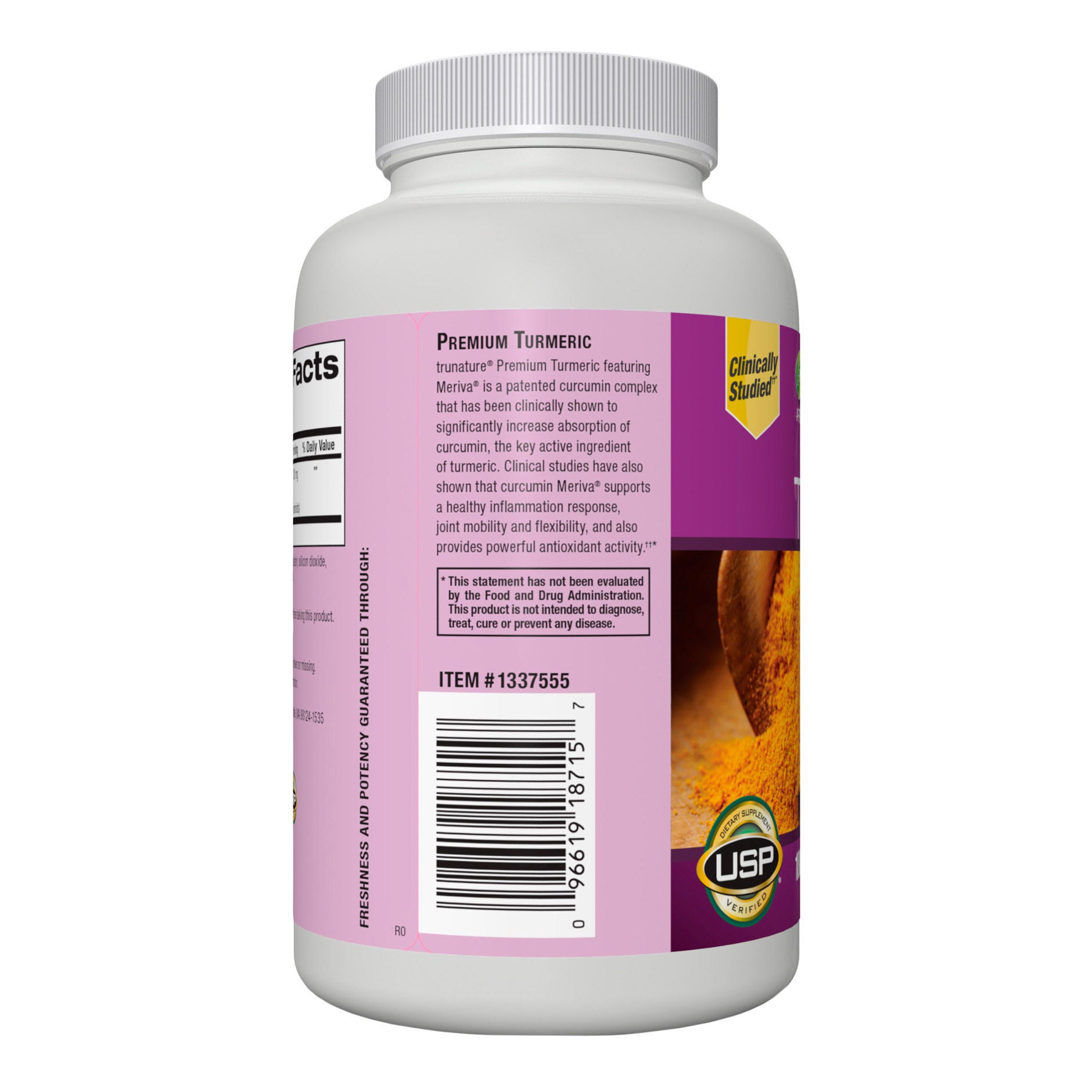 Trunature Premium Turmeric 1000 mg, 180 Vegetarian Capsules 2 Trunature Premium Turmeric 1000 mg, 180 Vegetarian Capsules - Image 2