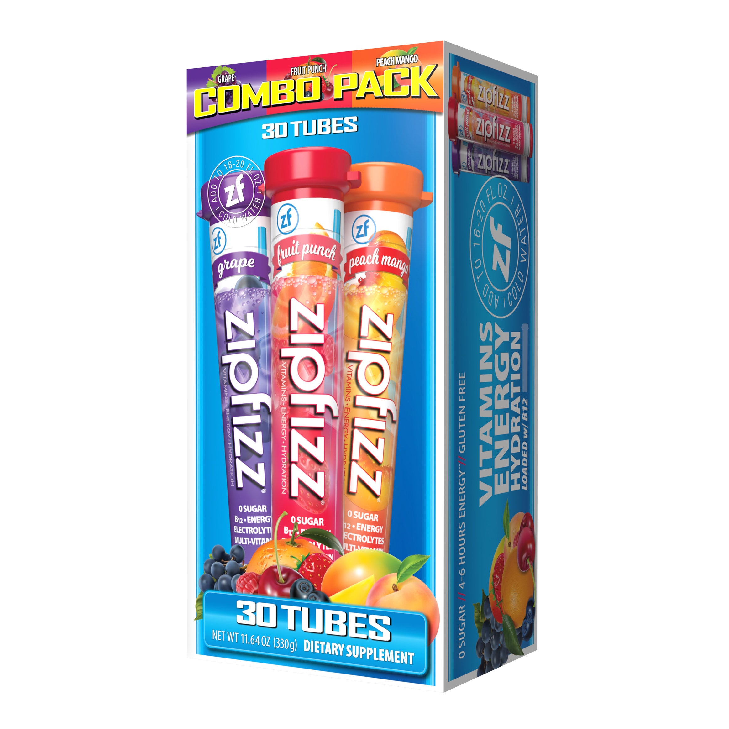 Zipfizz Multi-Vitamin Energy Hydration Drink Mix, Variety Pack, 30 Tubes 1 Zipfizz Multi-Vitamin Energy Hydration Drink Mix, Variety Pack, 30 Tubes