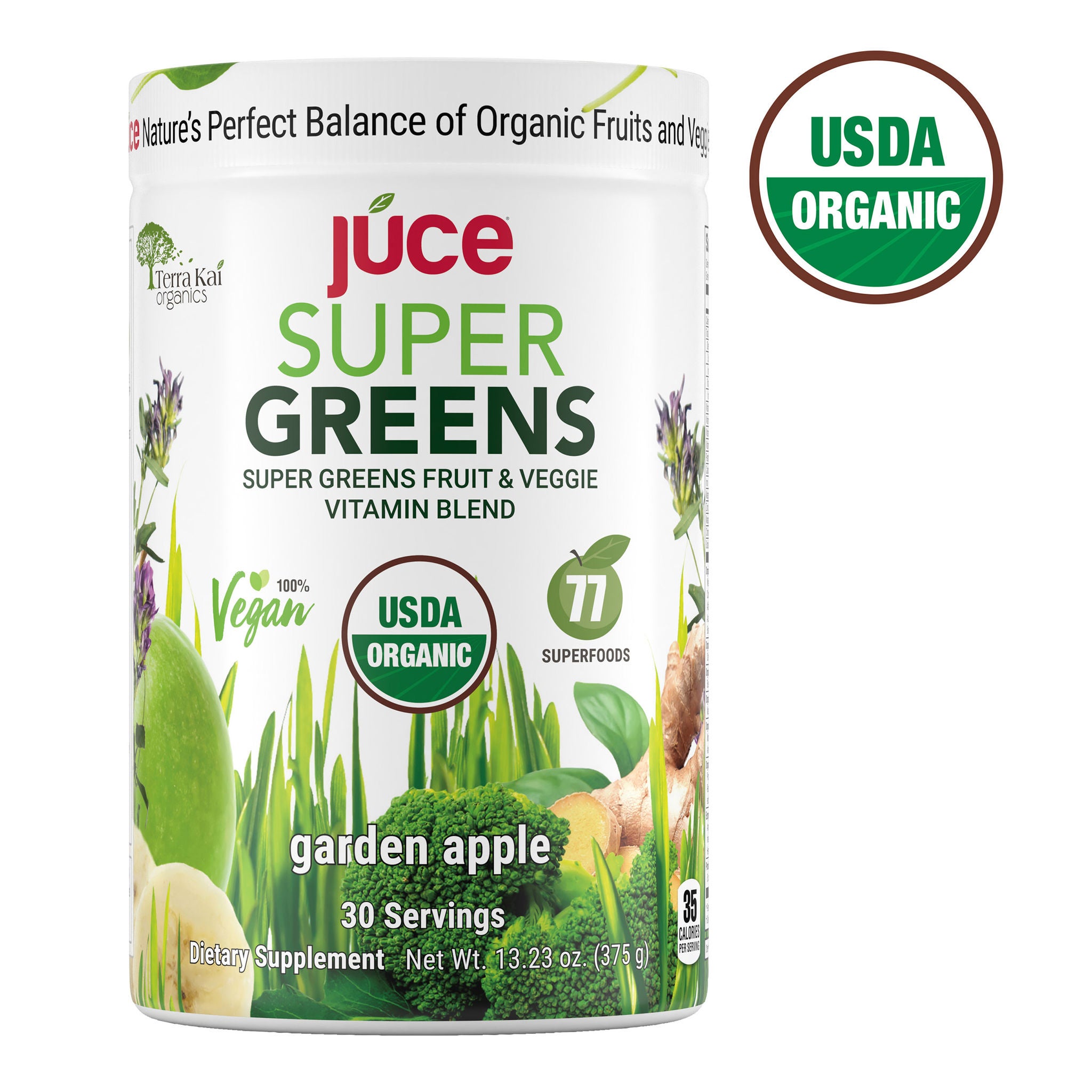 Terra Kai Usda Organic Juce Super Greens Fruit and Veggie Powder, 13.23 Ounces 1 Terra Kai Usda Organic Juce Super Greens Fruit and Veggie Powder, 13.23 Ounces