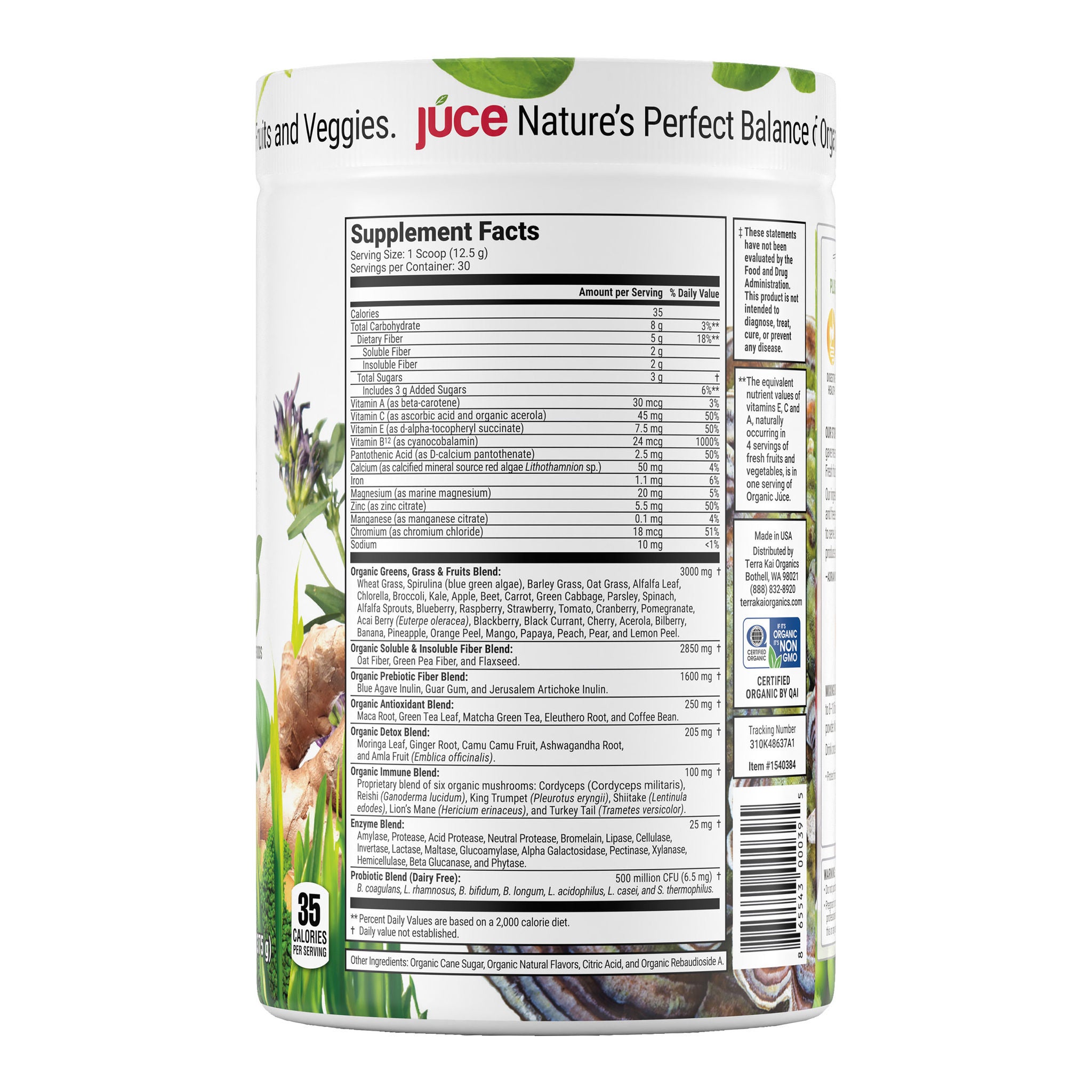 Terra Kai Usda Organic Juce Super Greens Fruit and Veggie Powder, 13.23 Ounces 2 Terra Kai Usda Organic Juce Super Greens Fruit and Veggie Powder, 13.23 Ounces - Image 2