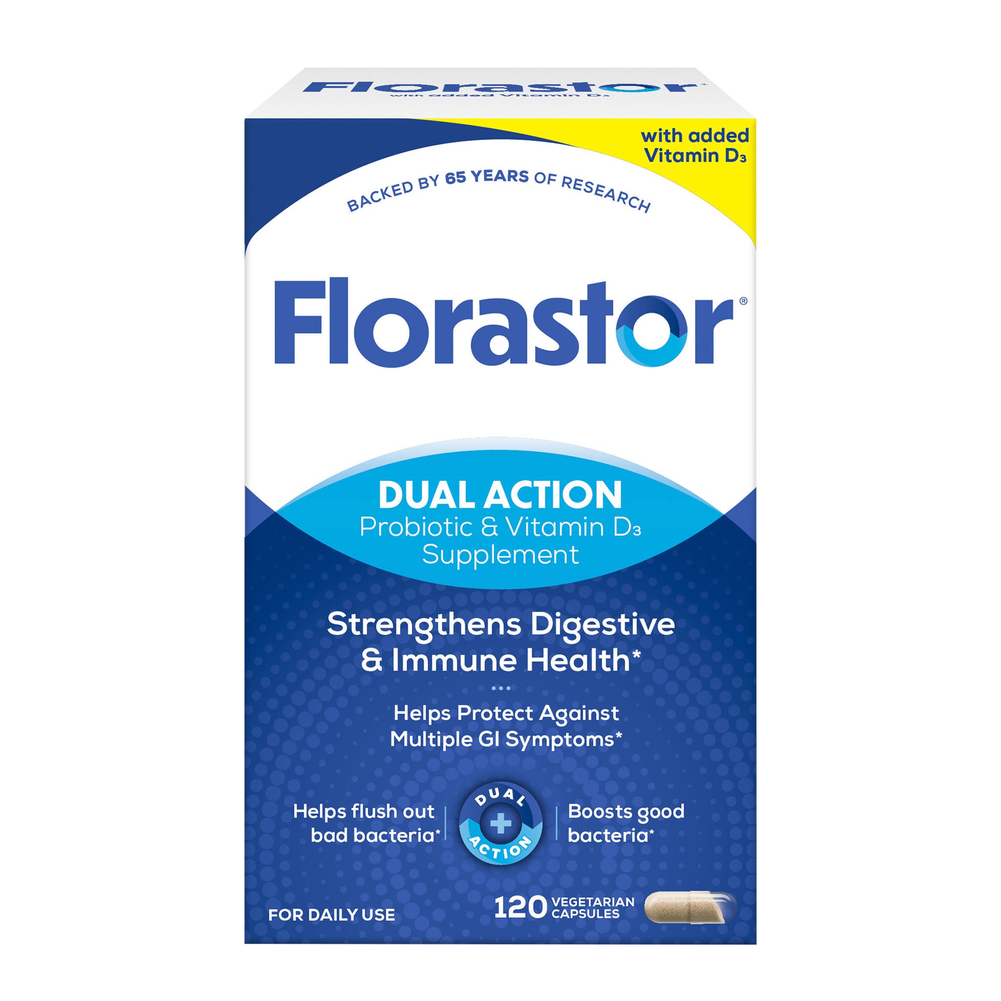 Florastor Daily Probiotic with Vitamin D3, 120 Vegetarian Capsules 1 Florastor Daily Probiotic with Vitamin D3, 120 Vegetarian Capsules