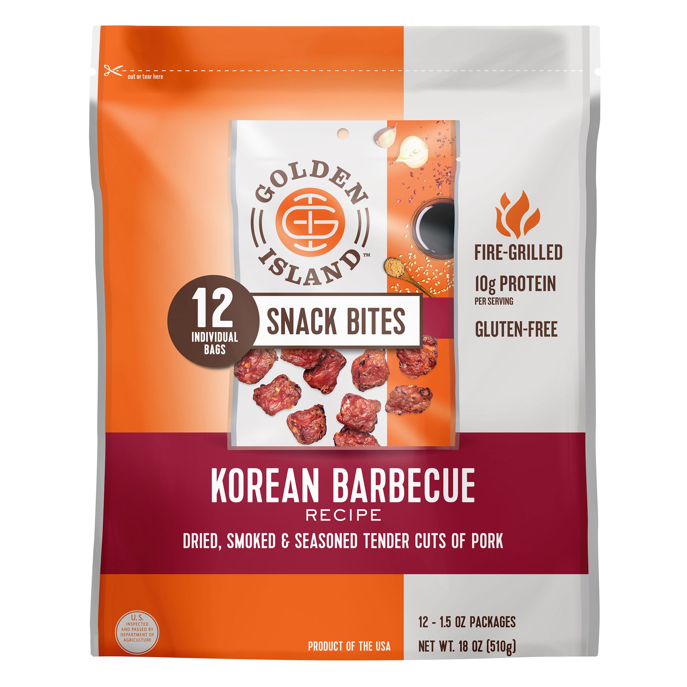 Golden Island Pork Snack Bites, Korean Barbecue, 1.5 oz, 12-count 1 Golden Island Pork Snack Bites, Korean Barbecue, 1.5 oz, 12-count