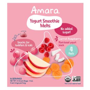Amara Organic Yogurt Smoothie Carrot Raspberry Melts, 4 (1 oz) Bag Per Box
