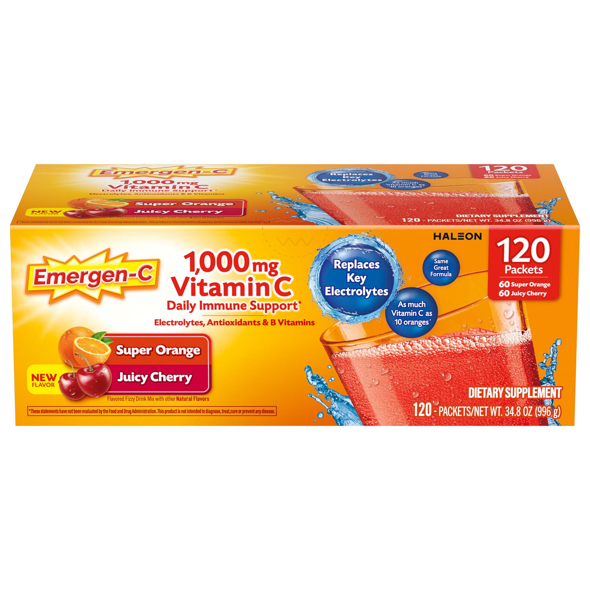Emergen-C 1000 mg Vitamin C Daily Immune Support Variety Pack Drink Mix, 120 Packets 1 Emergen-C 1000 mg Vitamin C Daily Immune Support Variety Pack Drink Mix, 120 Packets