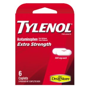 Tylenol Extra Strength Acetaminophen, 500 mg, 3 Servings Per Box, 6 Boxes