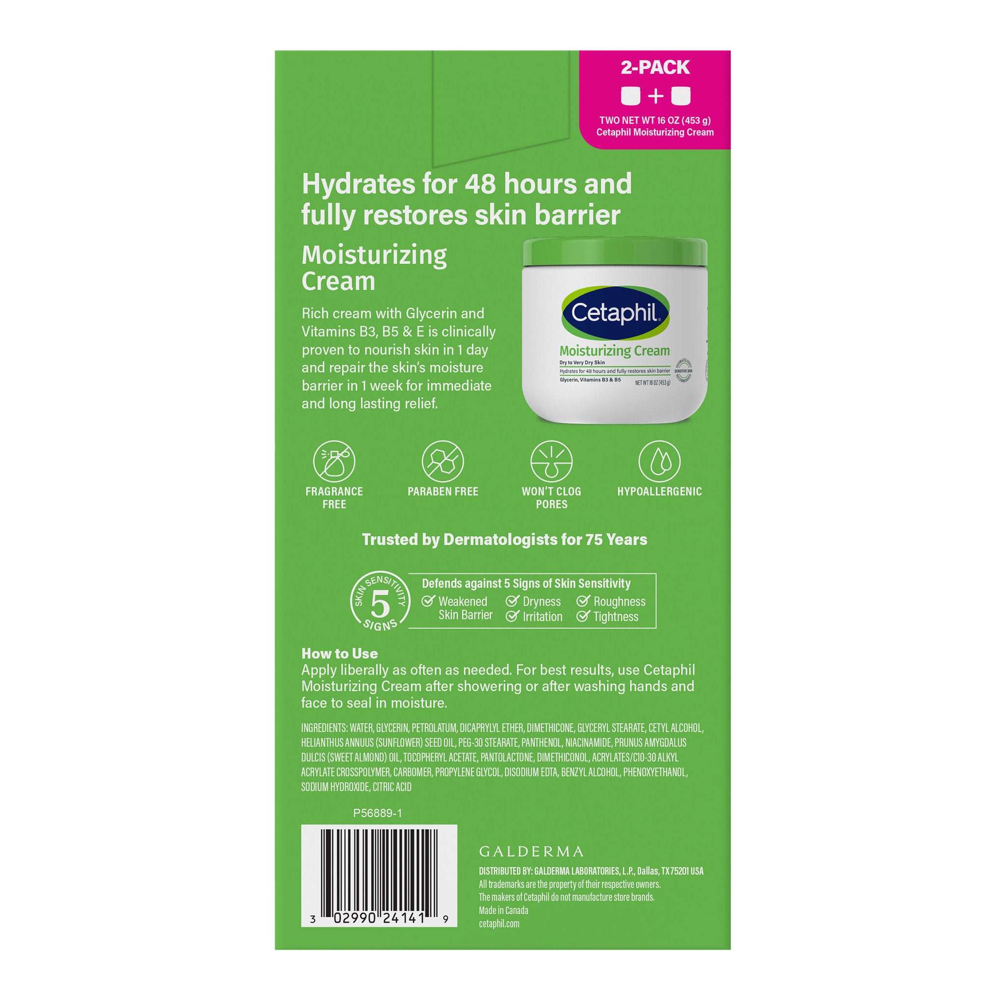 Cetaphil Moisturizing Cream Ultimate with Prebiotic Aloe, Very Dry to Dry Sensitive Skin, 20 oz + 16 oz, 2-pack 2 Cetaphil Moisturizing Cream Ultimate with Prebiotic Aloe, Very Dry to Dry Sensitive Skin, 20 oz + 16 oz, 2-pack - Image 2