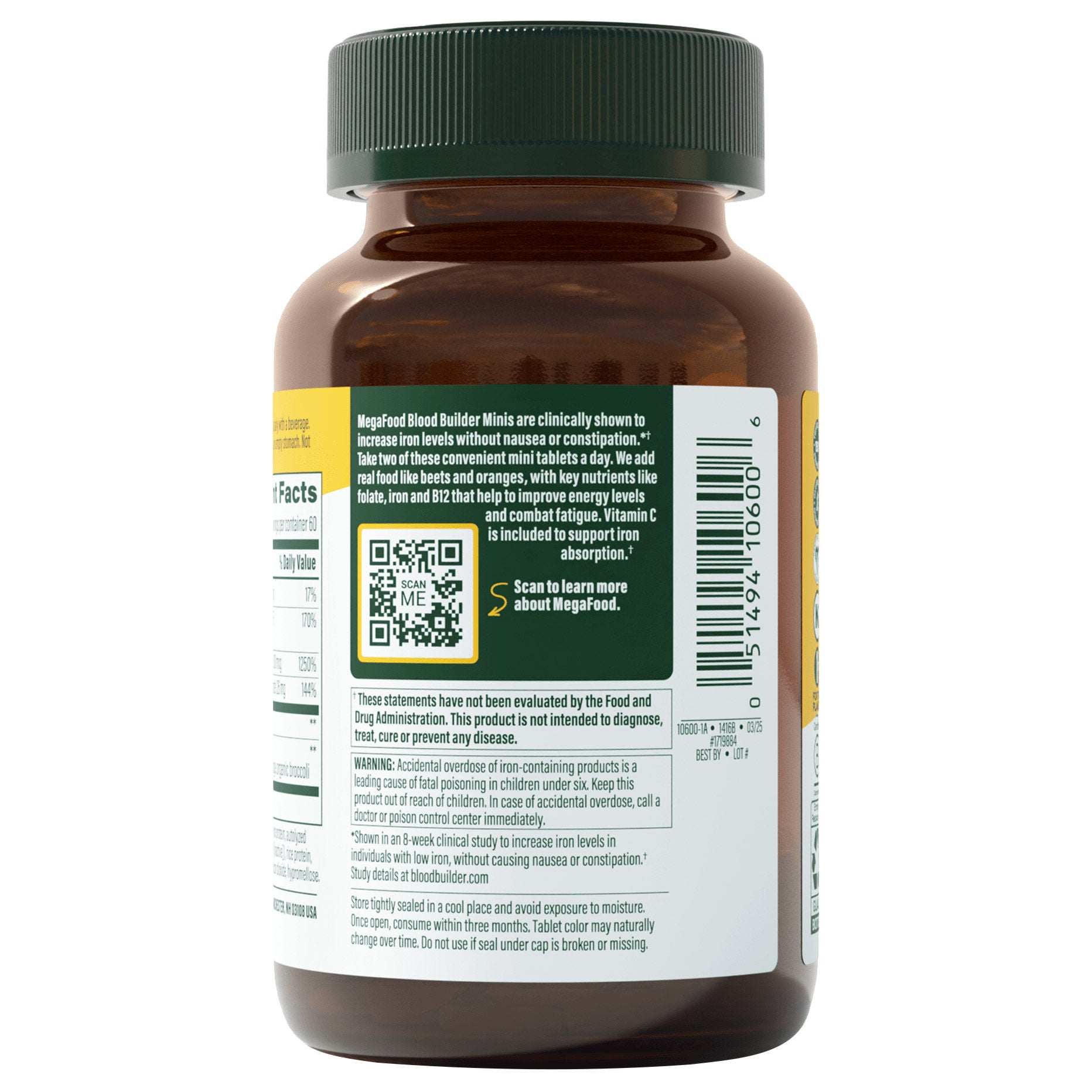 MegaFood Blood Builder Iron Minis, 120 Tablets 3 MegaFood Blood Builder Iron Minis, 120 Tablets - Image 3