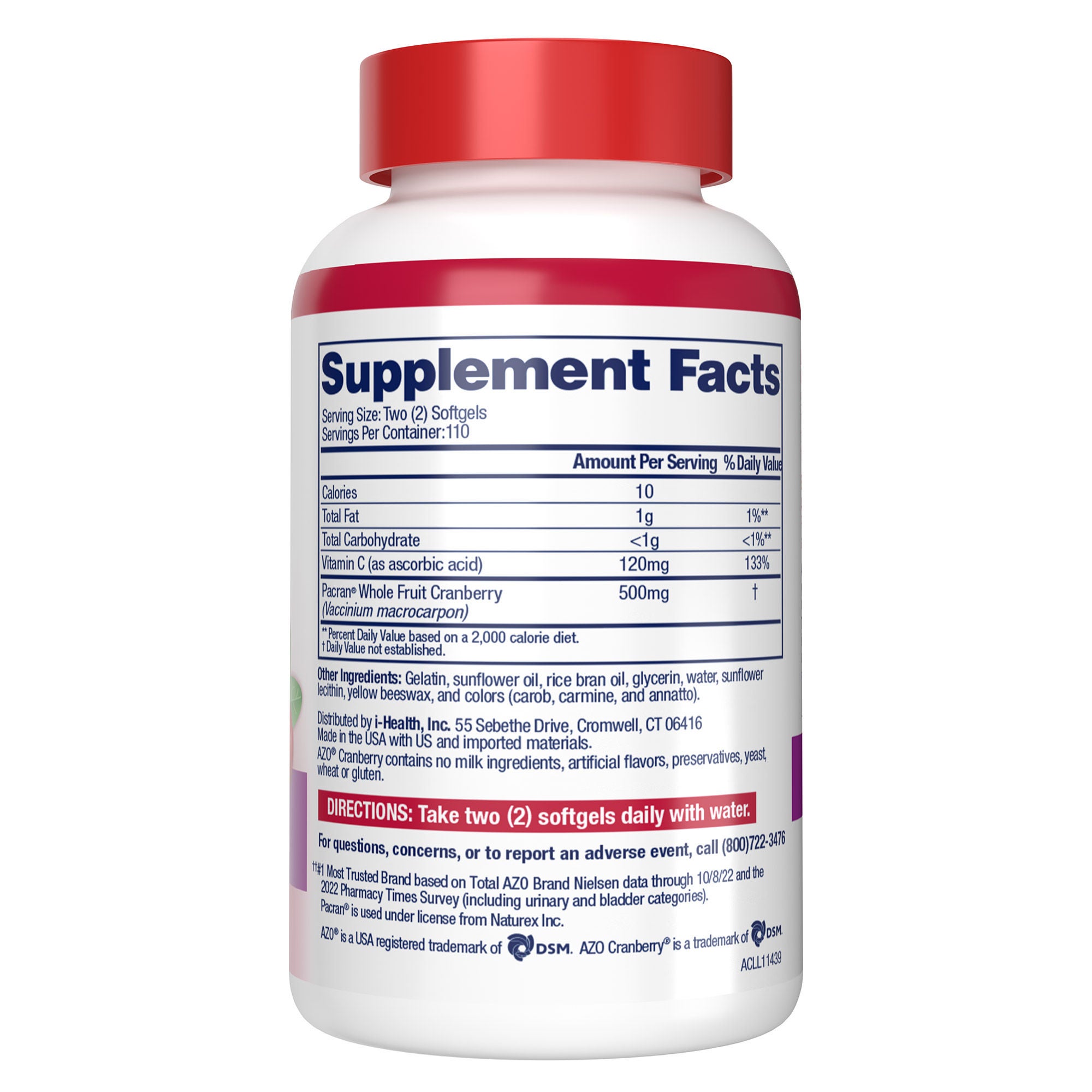 Azo Cranberry Urinary Tract Health 500 mg, 220 Softgels 2 Azo Cranberry Urinary Tract Health 500 mg, 220 Softgels - Image 2