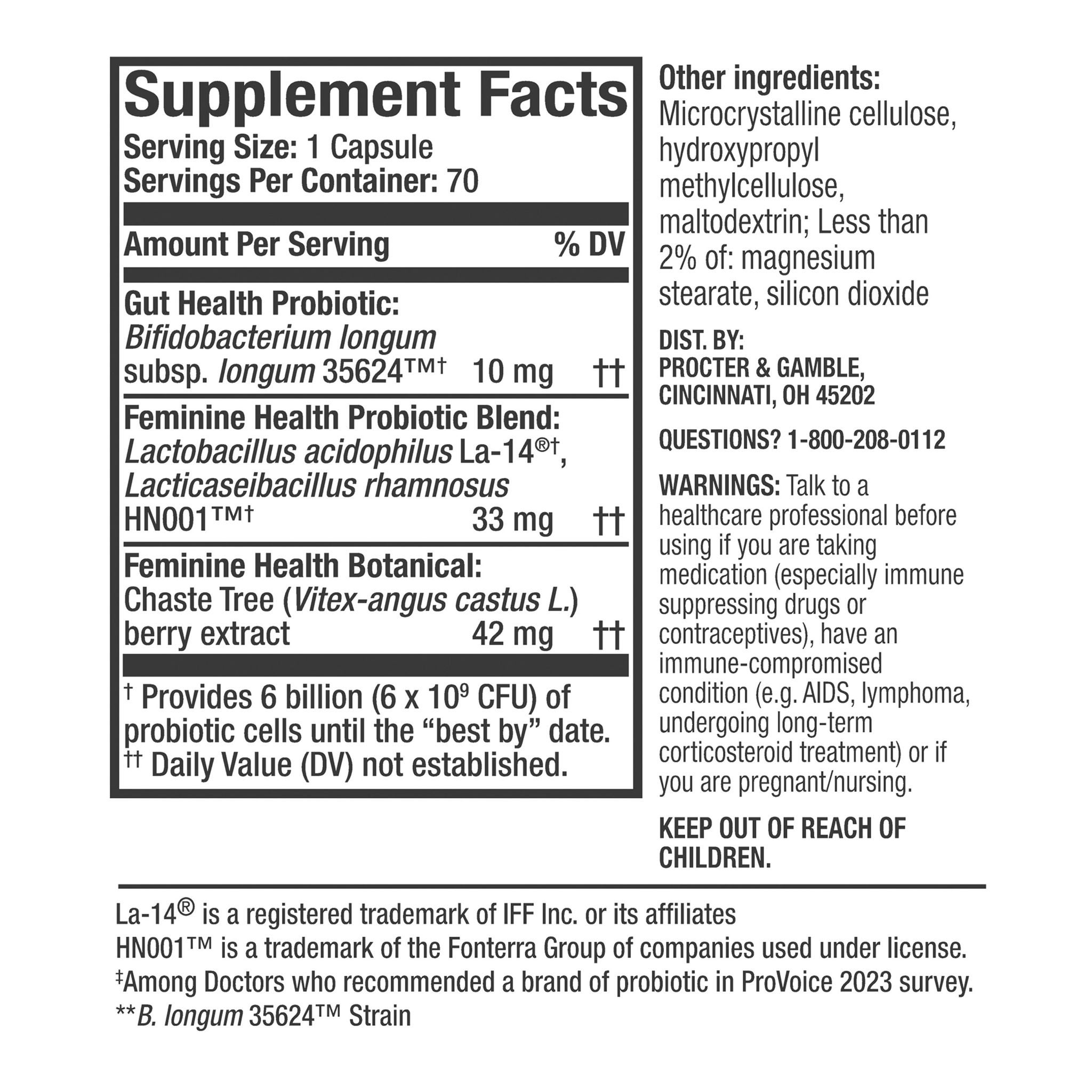 Align Women's Dual Action Probiotic Supplement, 70 Capsules 3 Align Women's Dual Action Probiotic Supplement, 70 Capsules - Image 3