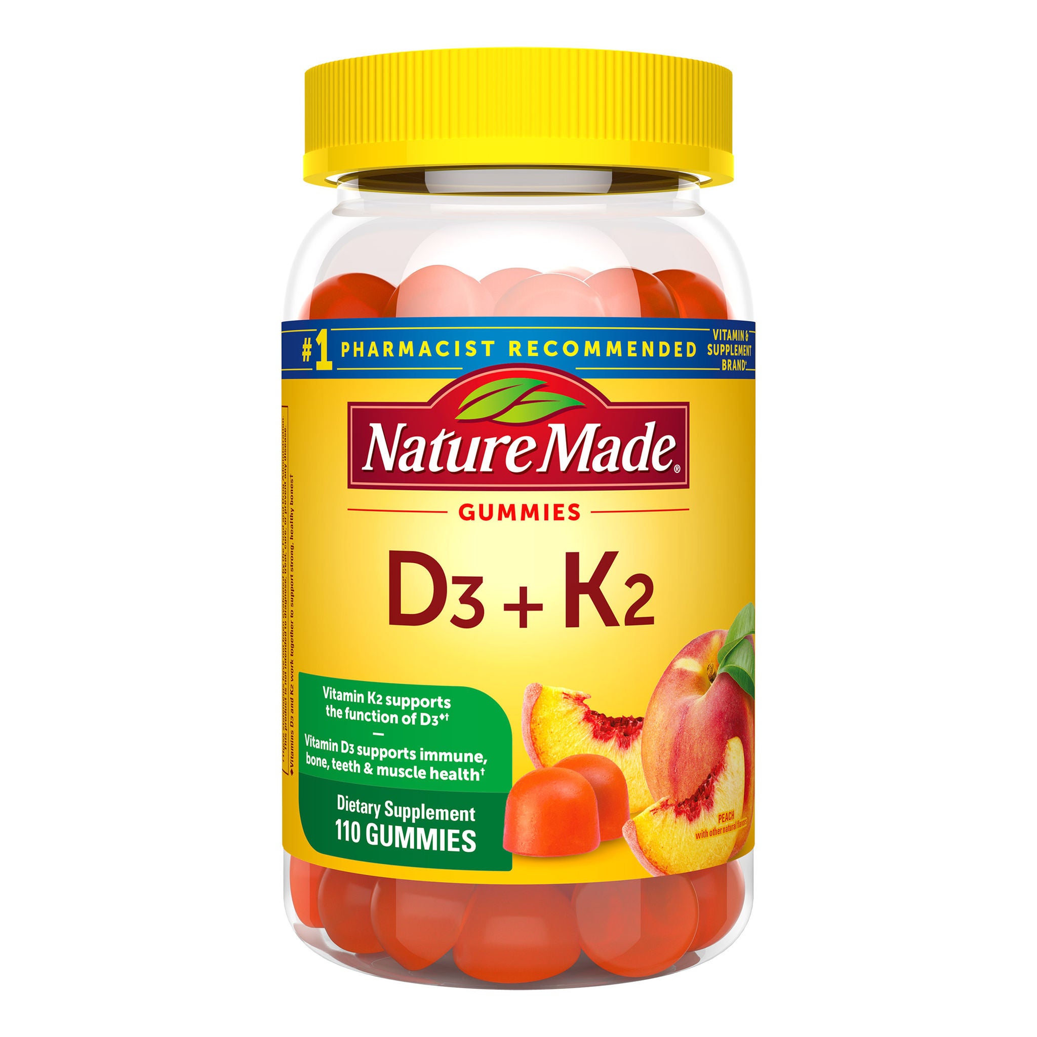 Nature Made D3 + K2 Gummies, 110 Gummies 1 Nature Made D3 + K2 Gummies, 110 Gummies