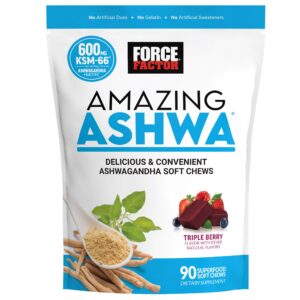 Force Factor Amazing Ashwa, Triple Berry, 90 Soft Chews