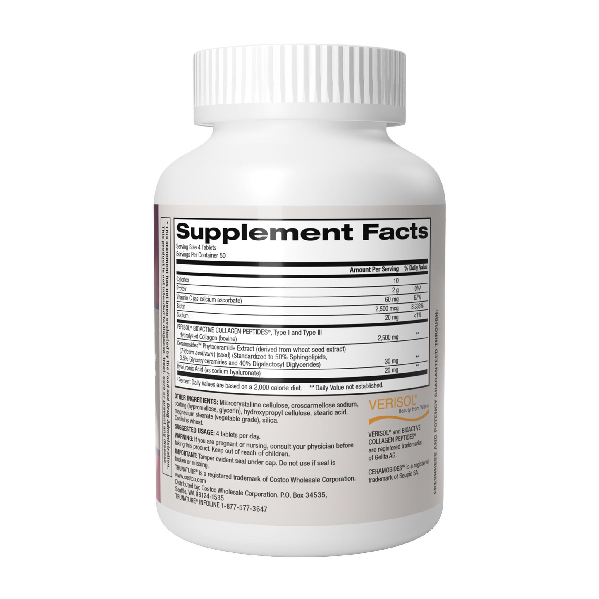 Trunature Verisol Collagen with Ceramides and Biotin, 200ct 3 Trunature Verisol Collagen with Ceramides and Biotin, 200ct - Image 3