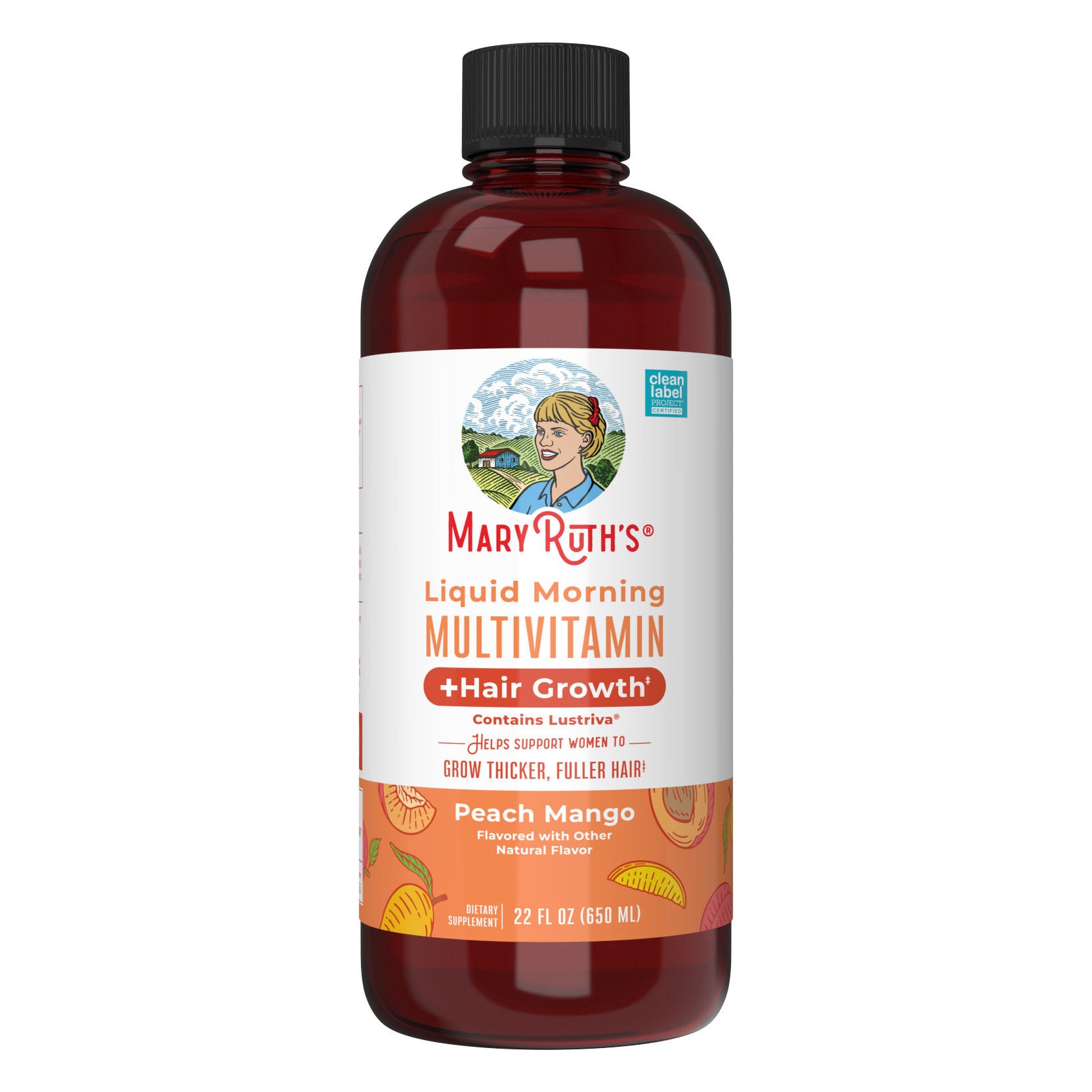 MaryRuth's Liquid Morning Multivitamin + Hair Growth, Peach Mango, 22 fl. oz., 2-pack 2 MaryRuth's Liquid Morning Multivitamin + Hair Growth, Peach Mango, 22 fl. oz., 2-pack - Image 2