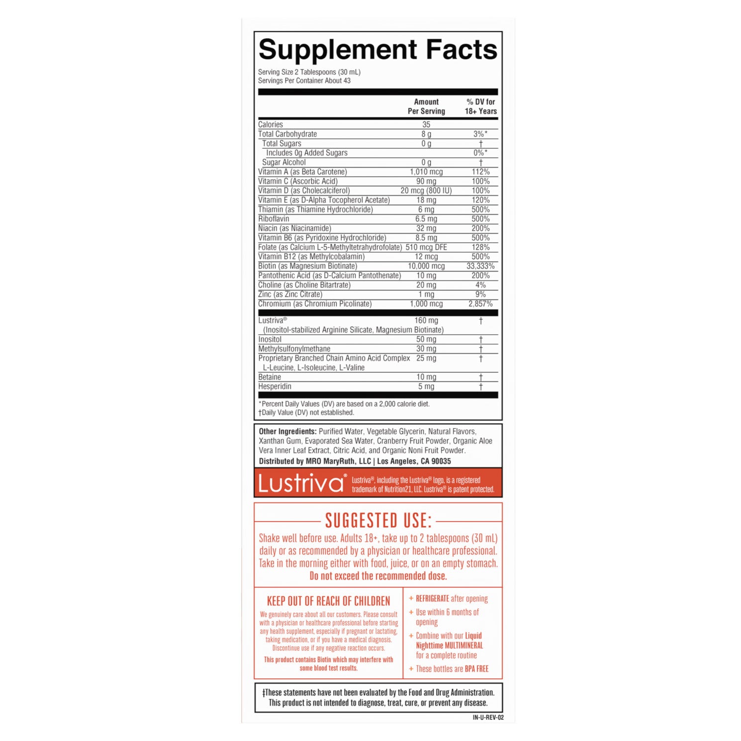 MaryRuth's Liquid Morning Multivitamin + Hair Growth, Peach Mango, 22 fl. oz., 2-pack 3 MaryRuth's Liquid Morning Multivitamin + Hair Growth, Peach Mango, 22 fl. oz., 2-pack - Image 3