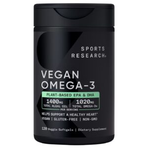 Sports Research Vegan Omega-3, 1400 mg, 120 Veggie Softgels