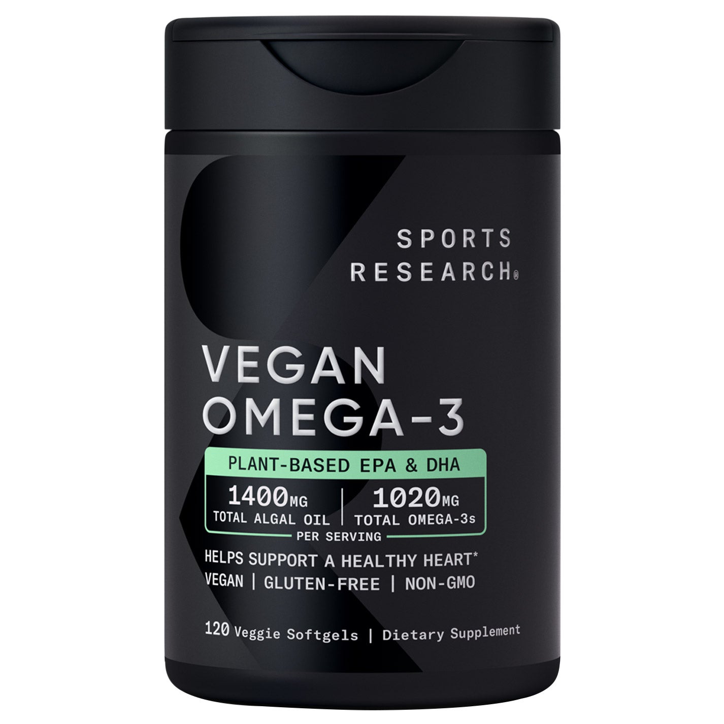 Sports Research Vegan Omega-3, 1400 mg, 120 Veggie Softgels 1 Sports Research Vegan Omega-3, 1400 mg, 120 Veggie Softgels