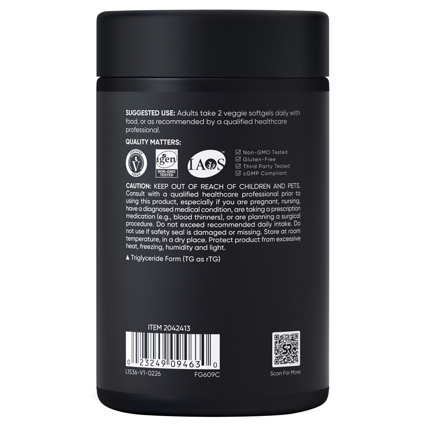 Sports Research Vegan Omega-3, 1400 mg, 120 Veggie Softgels 2 Sports Research Vegan Omega-3, 1400 mg, 120 Veggie Softgels - Image 2