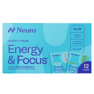 Neuro Energy & Focus Gum, Peppermint and Spearmint, 12-packs, 72 Total Pieces
