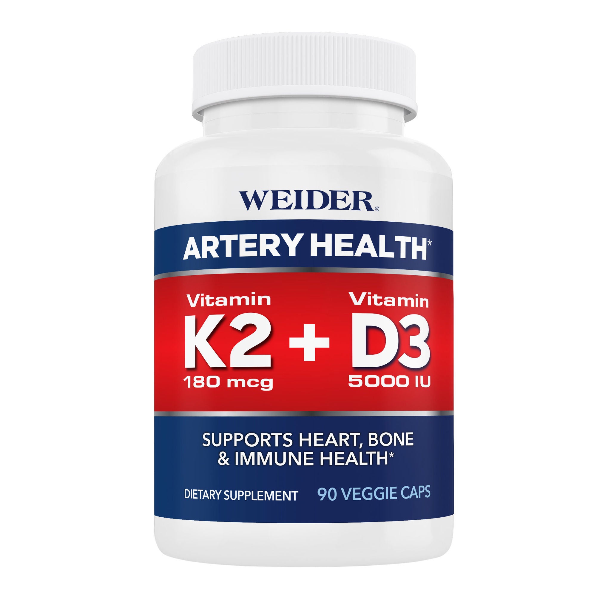 Weider Artery Health with Vitamin K2 Plus D3, 90 Veggie Caps 1 Weider Artery Health with Vitamin K2 Plus D3, 90 Veggie Caps