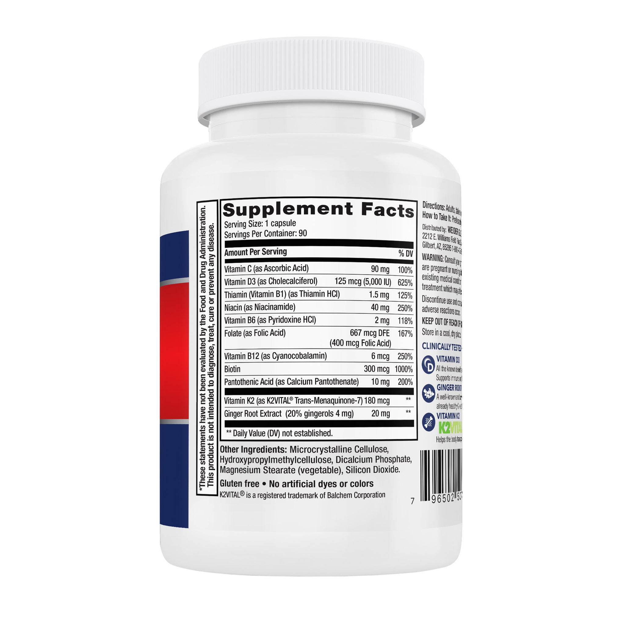 Weider Artery Health with Vitamin K2 Plus D3, 90 Veggie Caps 2 Weider Artery Health with Vitamin K2 Plus D3, 90 Veggie Caps - Image 2