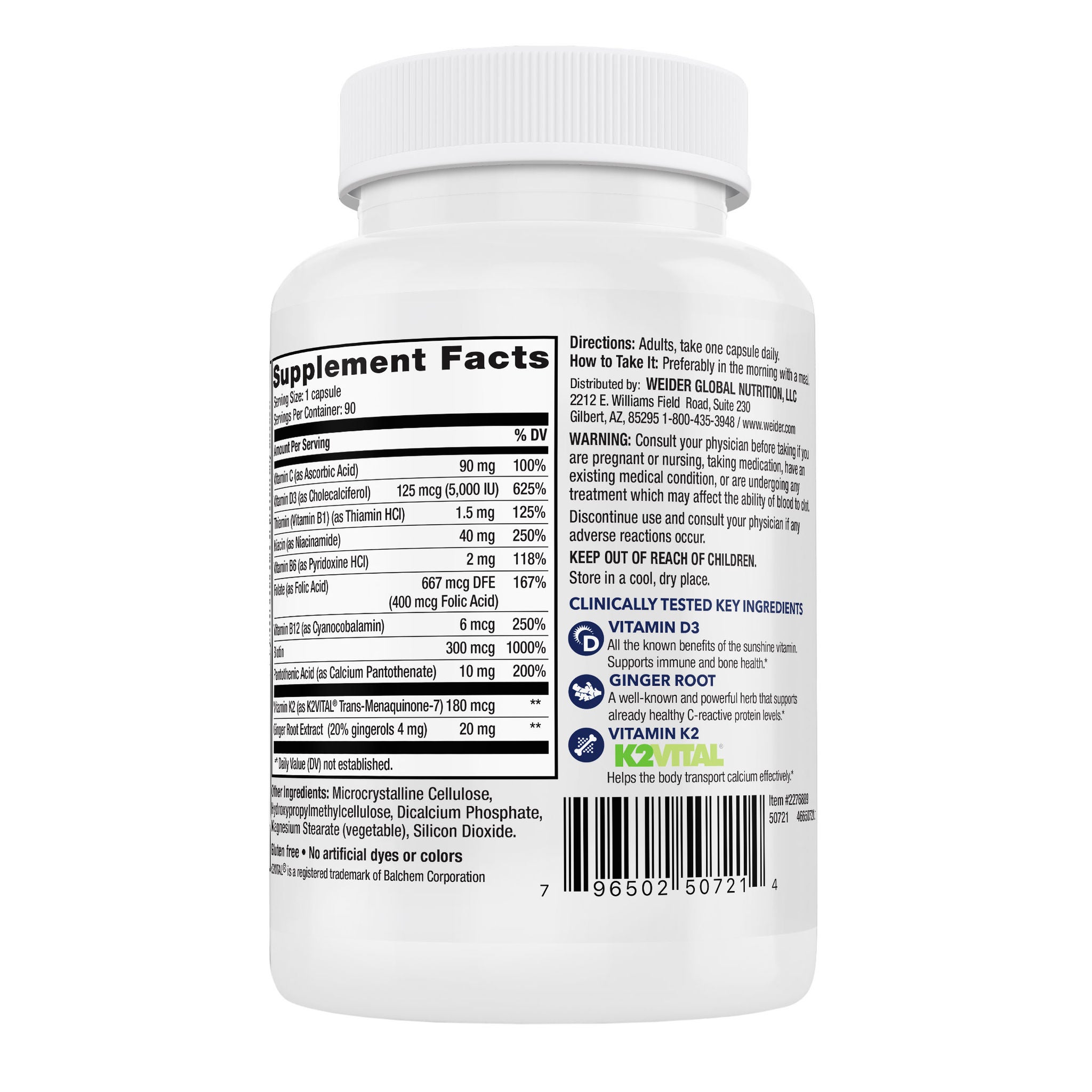 Weider Artery Health with Vitamin K2 Plus D3, 90 Veggie Caps 3 Weider Artery Health with Vitamin K2 Plus D3, 90 Veggie Caps - Image 3